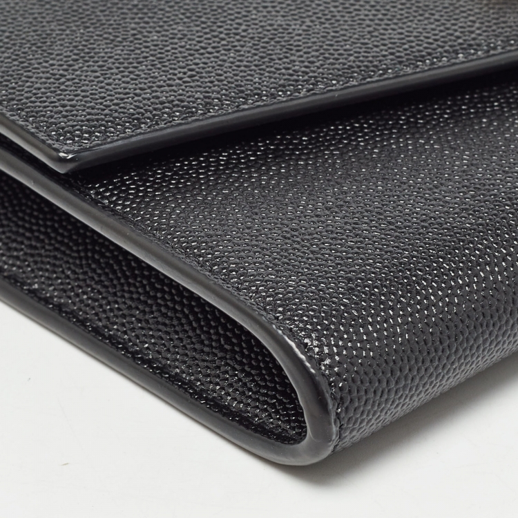 Pre Owned Saint Laurent Black Leather Uptown Wallet on Chain
