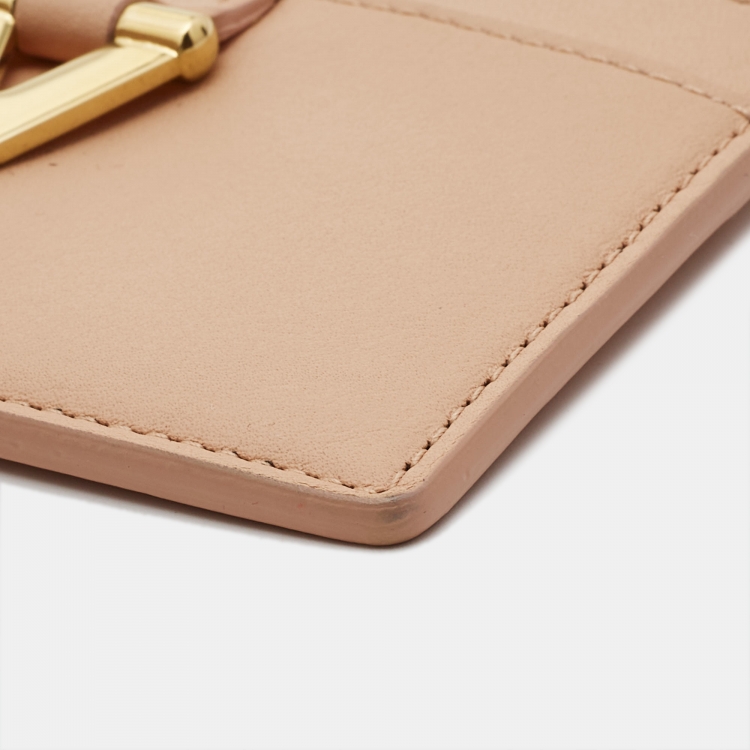 مملوكة مسبقًا Saint Laurent Peach Leather Easy Y Card Holder