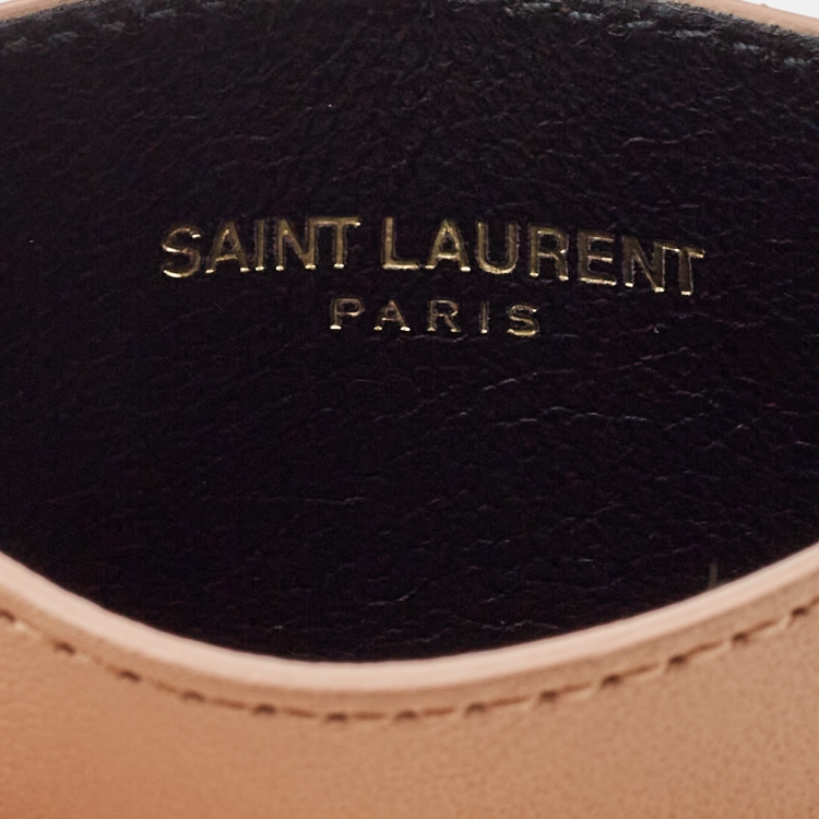 مملوكة مسبقًا Saint Laurent Peach Leather Easy Y Card Holder