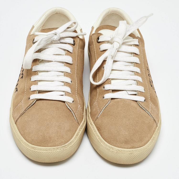 Pre Owned Saint Laurent Paris Beige Suede Court Classic Low Top Sneakers Size 39