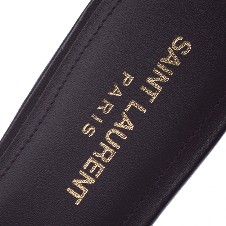 مملوكة مسبقًا Saint Laurent Paris Burgundy Smooth Leather Tribute Slide Sandals Size 38