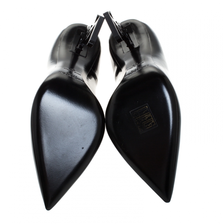 Pre Owned Saint Laurent Paris Black Patent Leather Opyum  Pointed Toe Pumps Size 39