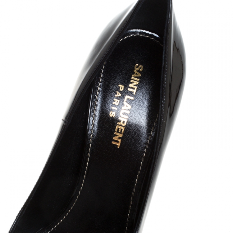 Pre Owned Saint Laurent Paris Black Patent Leather Opyum  Pointed Toe Pumps Size 39