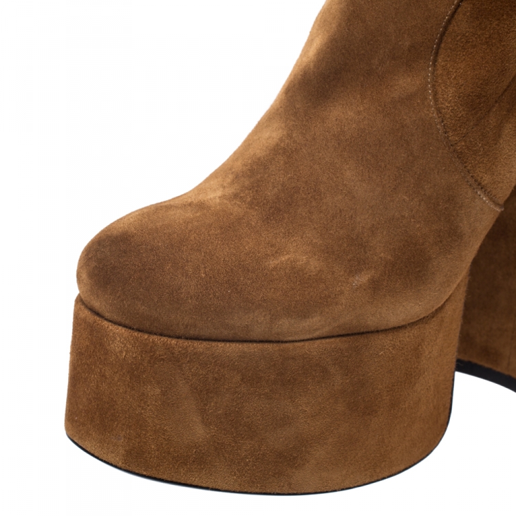 Pre Owned Saint Laurent Brown Suede Billy Platform Boots Size 39