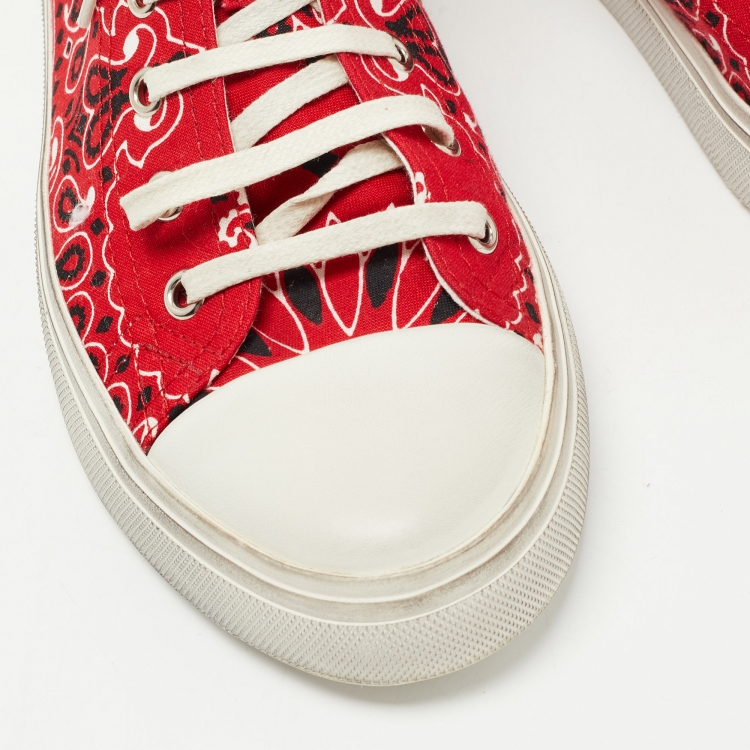 Pre Owned Saint Laurent Red Canvas and Leather  High Top Sneakers Size 39