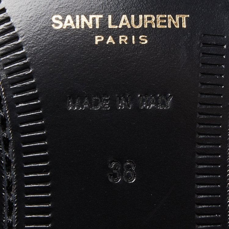 Pre Owned Saint Laurent Paris Black Leather Penny Slip On Loafers Size 38