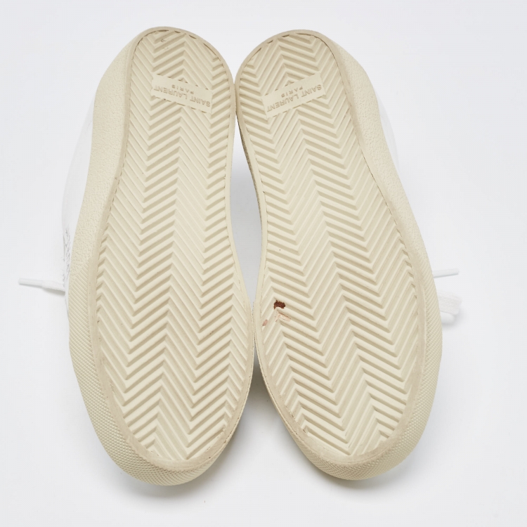 Pre Owned Saint Laurent White Leather Court Classic SL/06 Sneakers Size 38.5