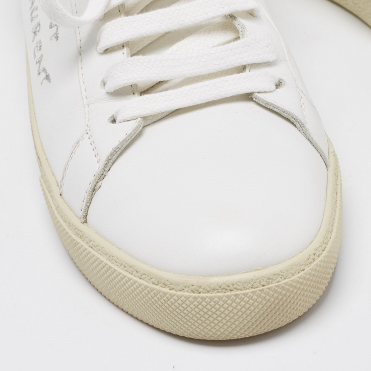 Pre Owned Saint Laurent White Leather Court Classic SL/06 Sneakers Size 38.5