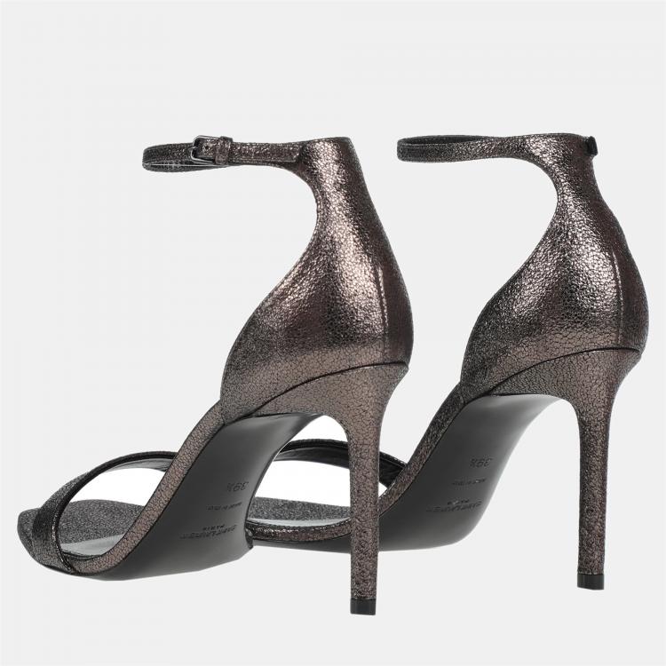 Pre Owned Saint Laurent Metallic Suede Sandals 36.5