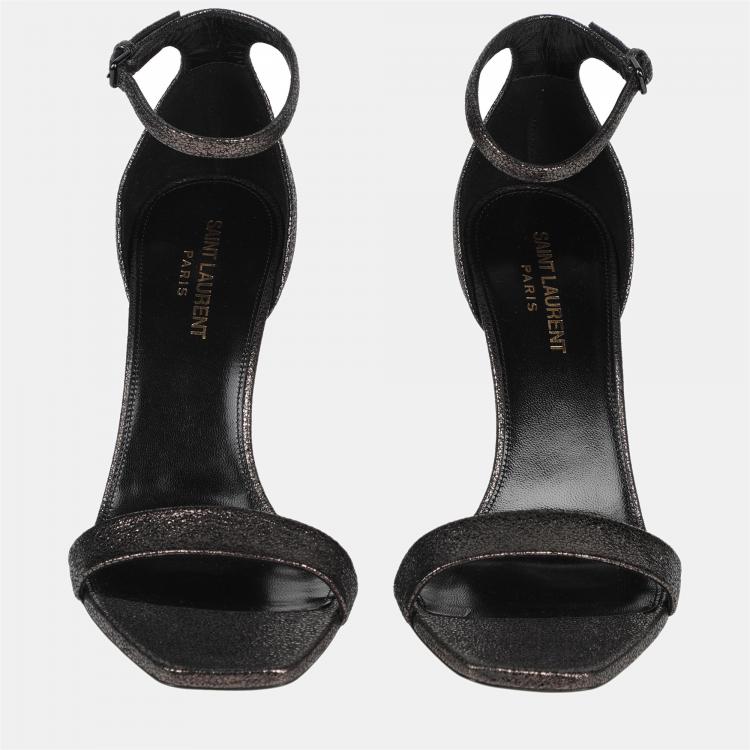 Pre Owned Saint Laurent Metallic Suede Sandals 36.5
