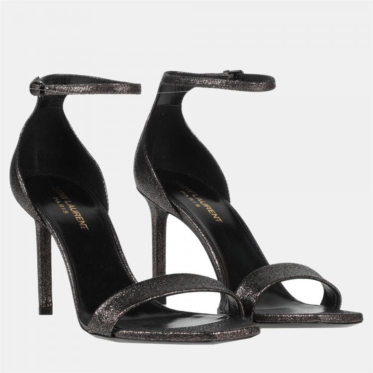 Pre Owned Saint Laurent Metallic Suede Sandals 36.5