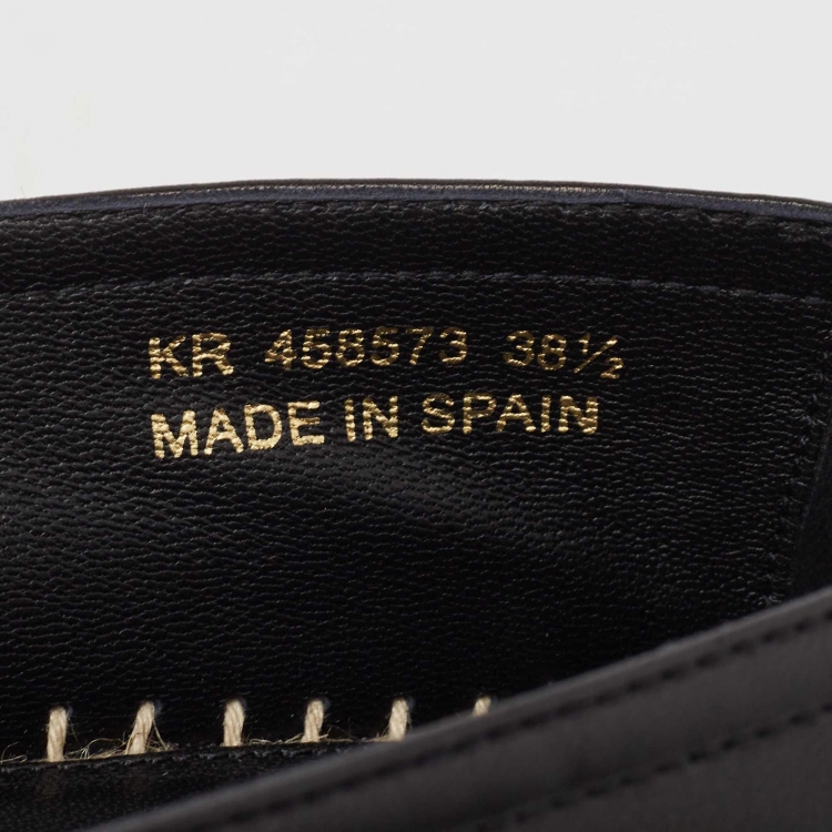 Pre Owned Saint Laurent Black Leather Cassandra Espadrilles Size 38.5