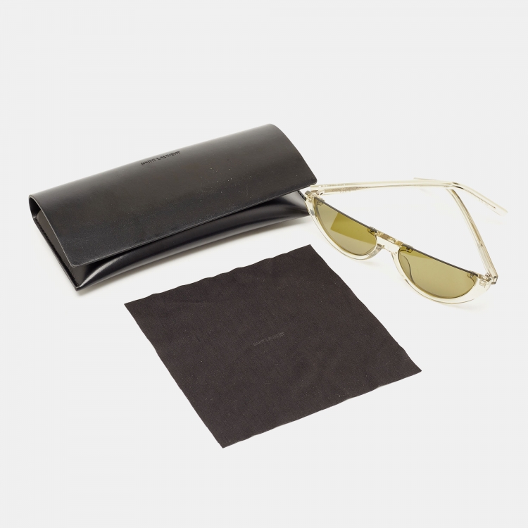 Pre Owned Saint Laurent Green SL563 Half Rim Cat Eye Sunglasses