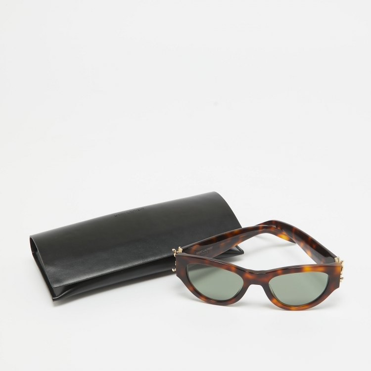 Pre Owned Saint Laurent Brown Tortoise SL M94 Monogram Cat Eye Sunglasses