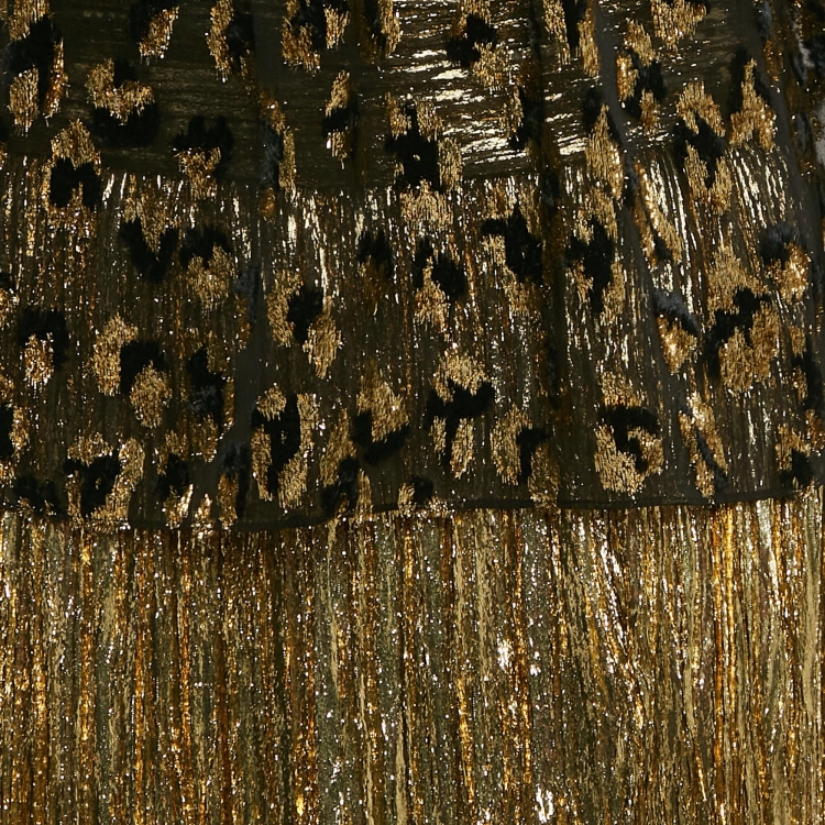 Pre Owned Saint Laurent Black/Gold Fil Coupe and Lurex Blouse and Pleated Midi Skirt Set M/S