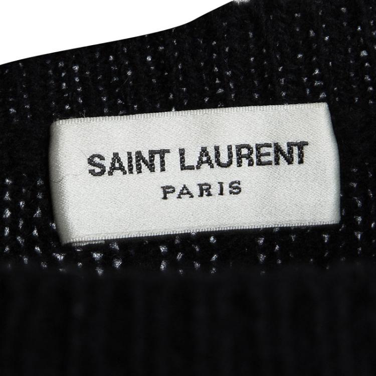 Pre Owned Saint Laurent Paris Black Wool Cashmere Sequined Star Poncho M