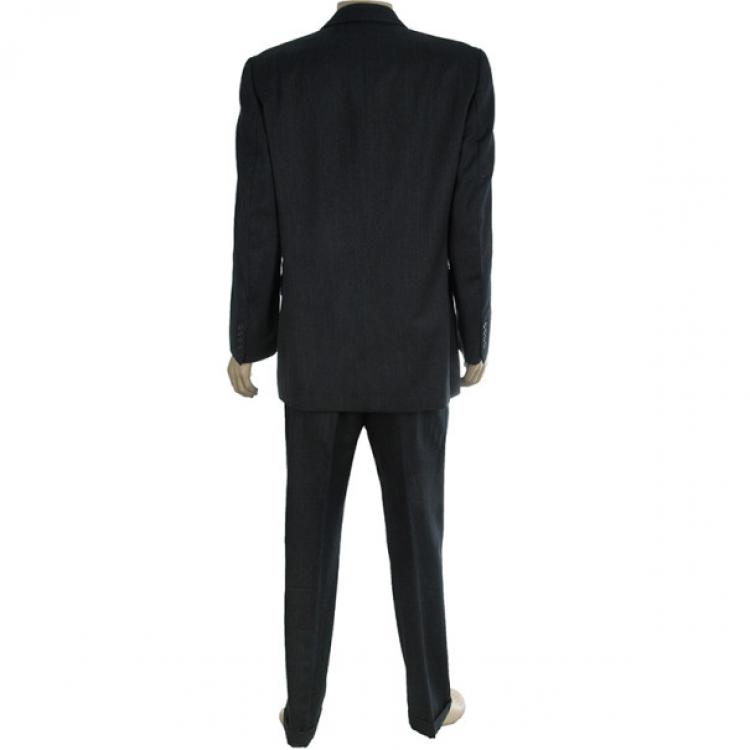 Pre Owned Saint Laurent Paris Double Breasted Charcoal Men's Suit EU52