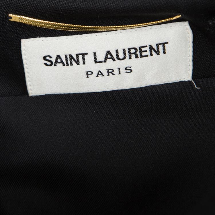Pre Owned Saint Laurent Paris Black Lipstick Print Cap Sleeve Shift Dress S