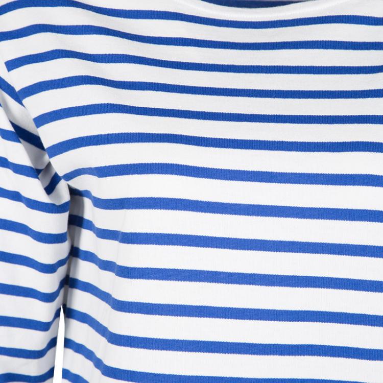 Pre Owned Saint Laurent Paris Blue and White Striped Cotton Knit Long Sleeve Top M
