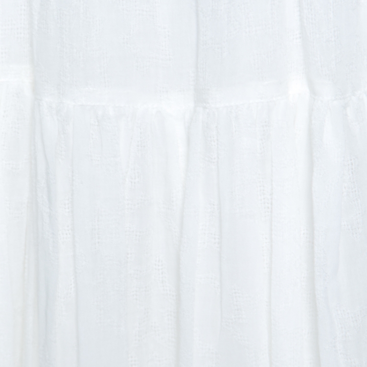 Pre Owned Saint Laurent Paris White Crinkled Cotton Tiered Midi Skirt L
