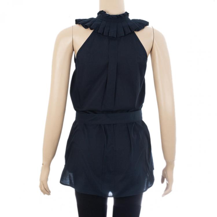 Pre Owned Saint Laurent Layered Collar Blouse S