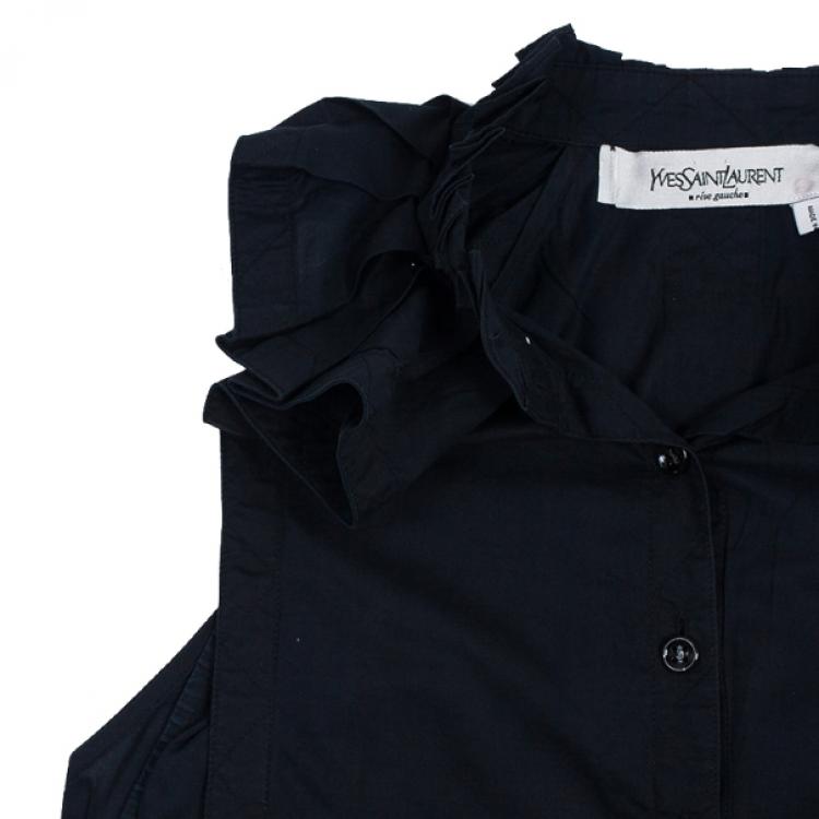 Pre Owned Saint Laurent Layered Collar Blouse S