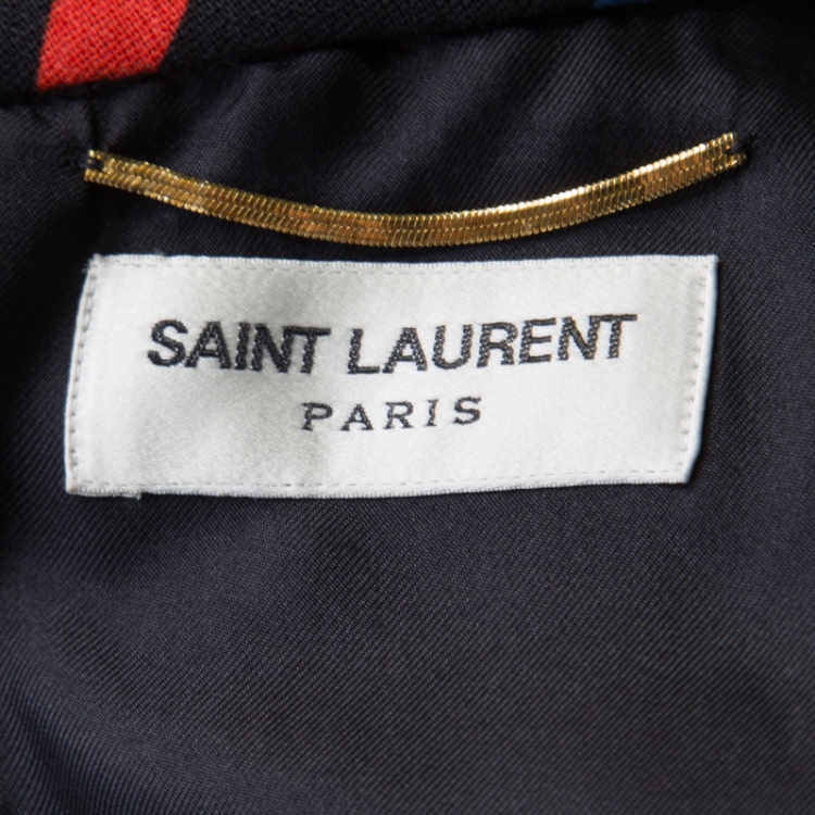 Pre Owned Saint Laurent Paris Black Floral Print High Neck  Draped Front Sleeveless Dress M