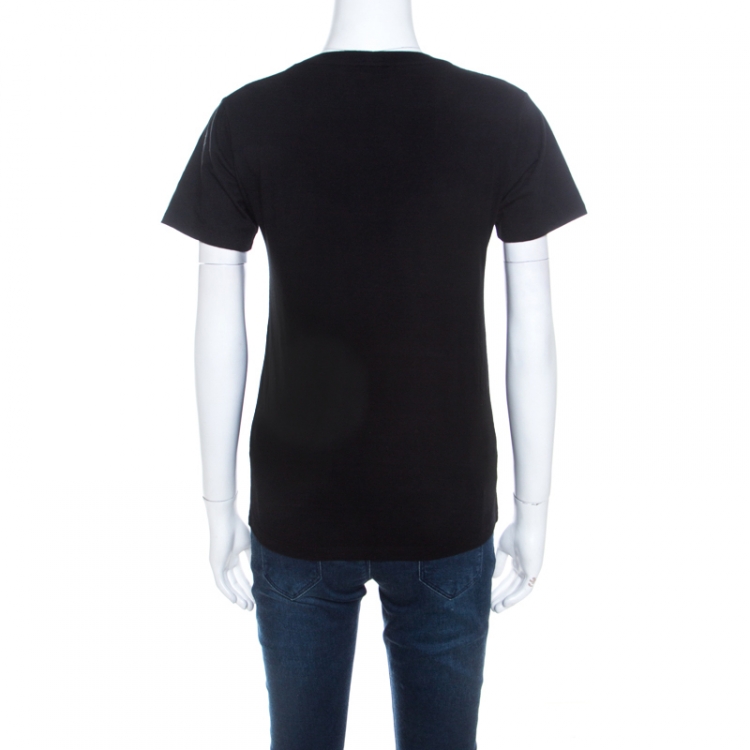 Pre Owned Saint Laurent Paris Black Cotton Blood Lustre T-Shirt S