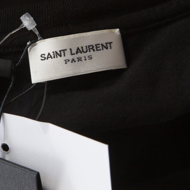 Pre Owned Saint Laurent Paris Black Cotton Blood Lustre T-Shirt S