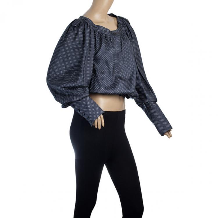 Pre Owned Saint Laurent Paris Silk Georgette Polka Dot Top M