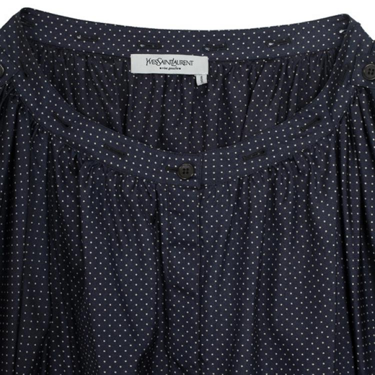 Pre Owned Saint Laurent Paris Silk Georgette Polka Dot Top M