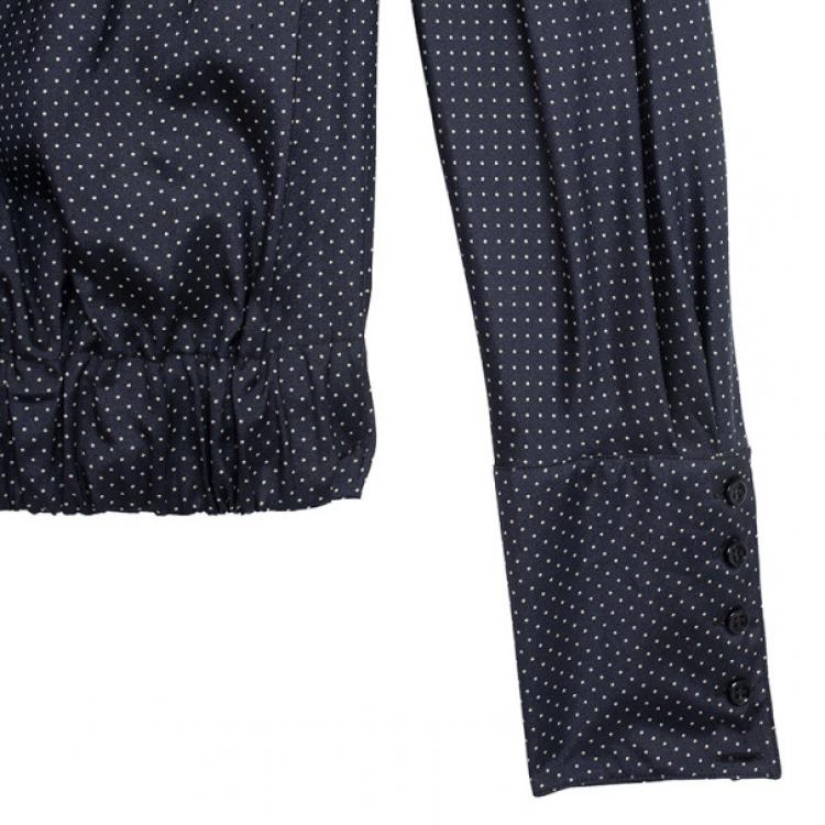 Pre Owned Saint Laurent Paris Silk Georgette Polka Dot Top M