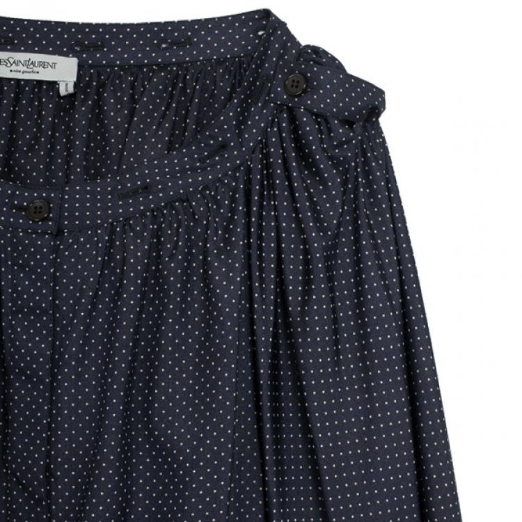 Pre Owned Saint Laurent Paris Silk Georgette Polka Dot Top M