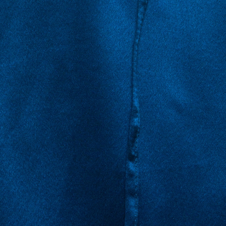 Pre Owned Yves Saint Laurent Blue Silk Quilted Cuff Detail Blouse M