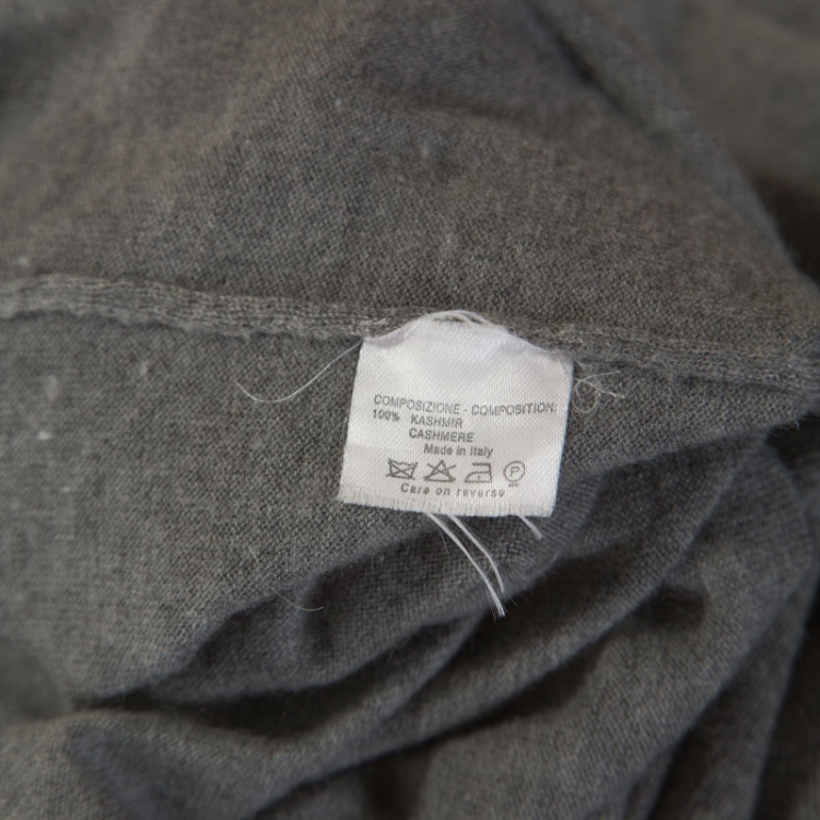 Pre Owned Yves Saint Laurent Grey Cashmere Bishop Sleeve Cardigan L