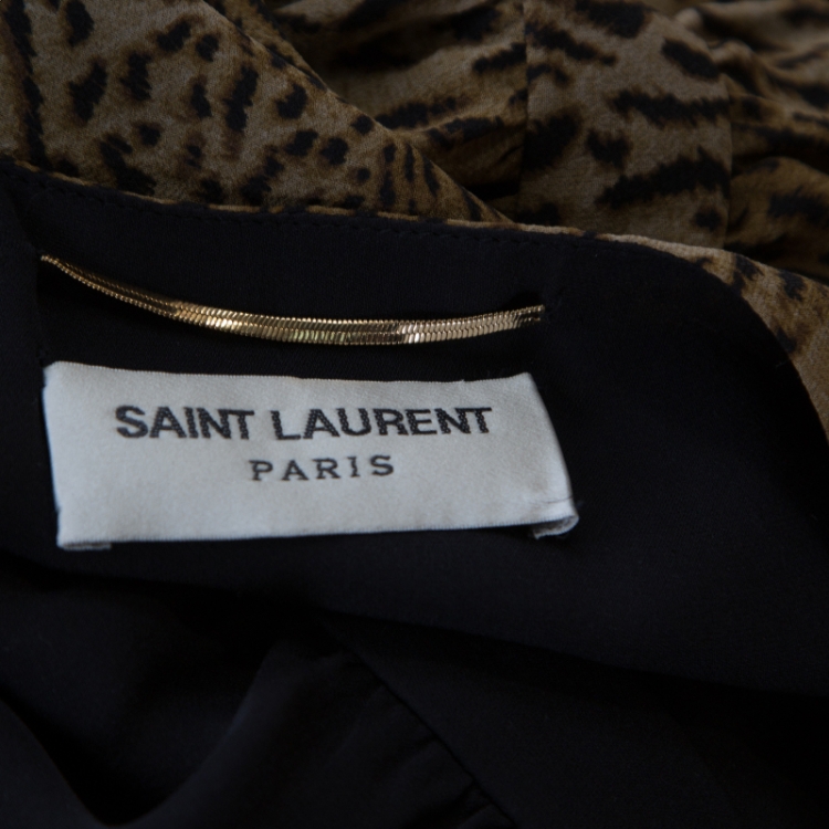 Pre Owned Saint Laurent Paris Silk Animal Print Sleeveless Mini Dress M