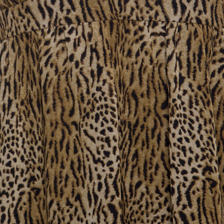 Pre Owned Saint Laurent Paris Silk Animal Print Sleeveless Mini Dress M