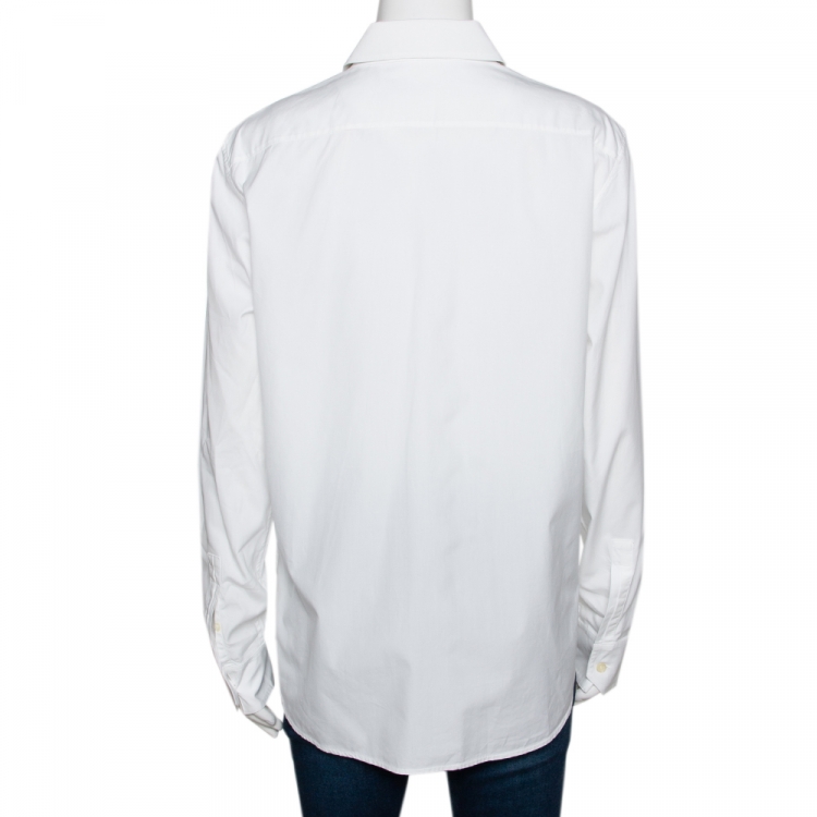 Pre Owned Saint Laurent Paris White Cotton Long Sleeve Shirt L
