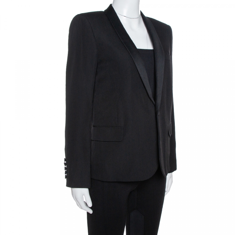 Pre Owned Saint Laurent Paris Black Wool Tuxedo Blazer M