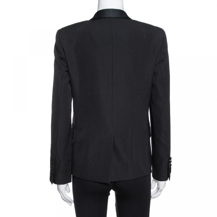 Pre Owned Saint Laurent Paris Black Wool Tuxedo Blazer M