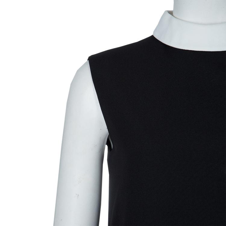Pre Owned Saint Laurent Paris Black Contrast Peter Pan Collar Sleeveless Dress S