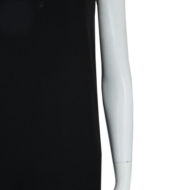 Pre Owned Saint Laurent Paris Black Contrast Peter Pan Collar Sleeveless Dress S