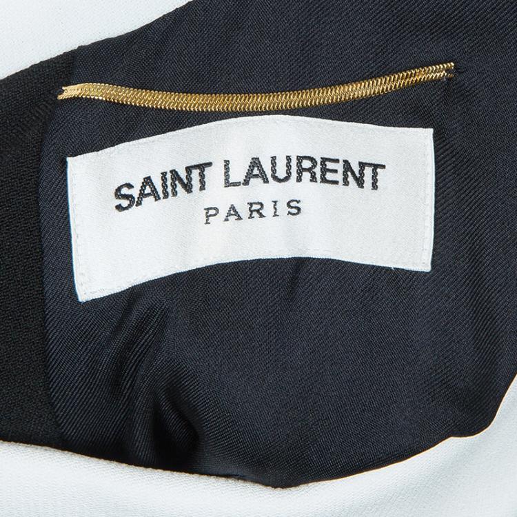 Pre Owned Saint Laurent Paris Black Contrast Peter Pan Collar Sleeveless Dress S