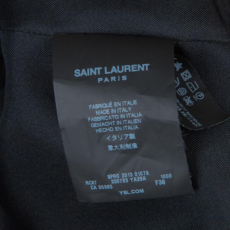 Pre Owned Saint Laurent Paris Black Contrast Peter Pan Collar Sleeveless Dress S