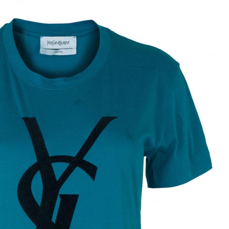 Pre Owned Saint Laurent Paris Blue Logo T-Shirt S