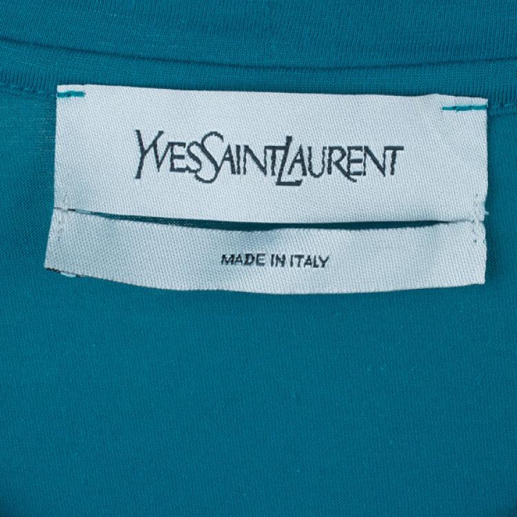 Pre Owned Saint Laurent Paris Blue Logo T-Shirt S