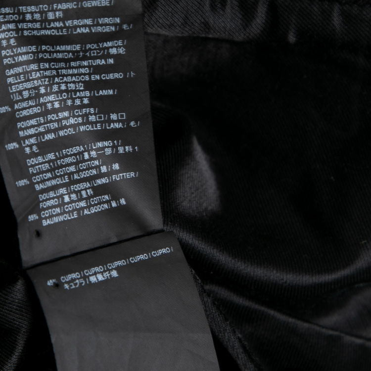 Pre Owned Saint Laurent Black Wool Leather Detailed Teddy Jacket S