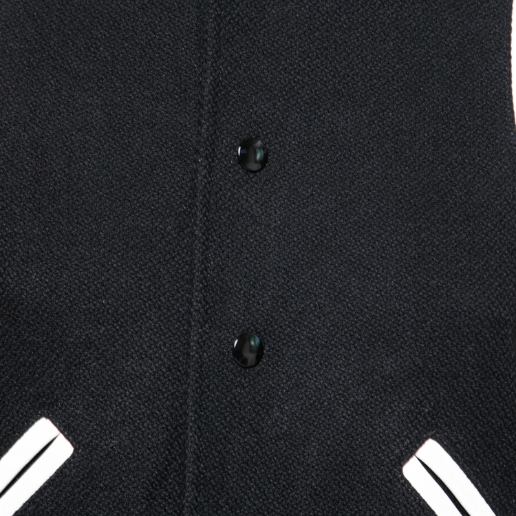 Pre Owned Saint Laurent Black Wool Leather Detailed Teddy Jacket S