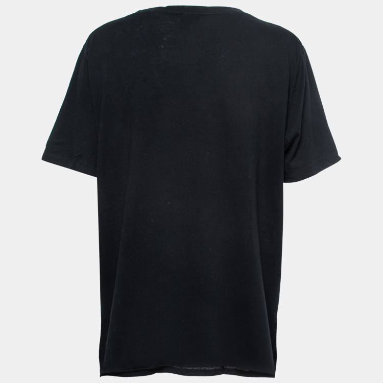 Saint Laurent Paris Black University Print Cotton T-Shirt L Saint