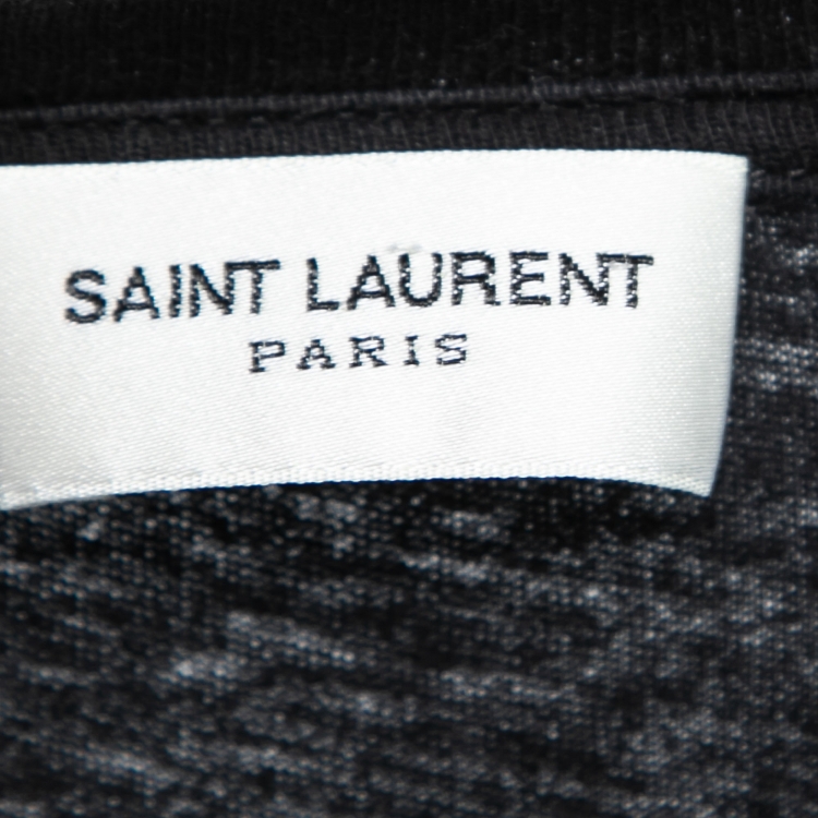 Pre Owned Saint Laurent Black Logo Print Cotton T-Shirt L
